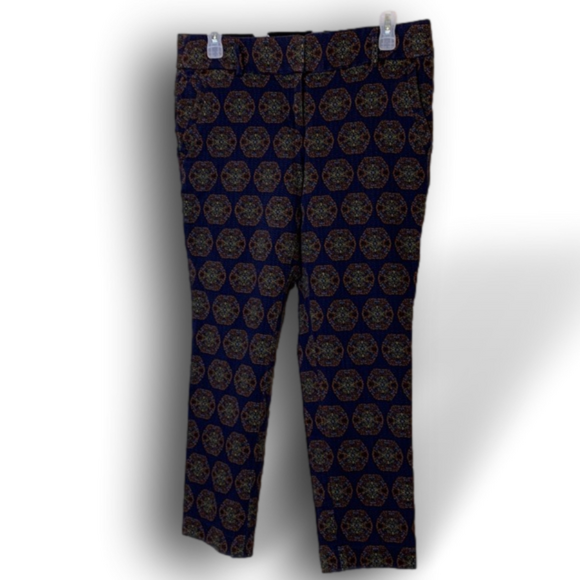 LOFT Pants - LOFT Blue Medallion Marisa Slim Ankle Dress Pants size 8